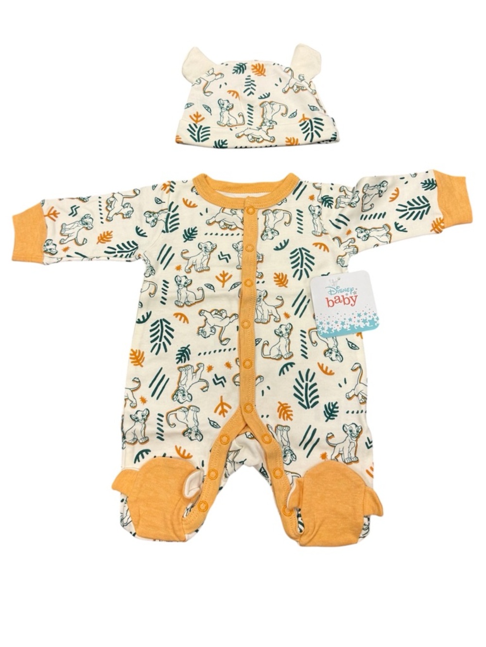 Disney Baby The Lion King Print Footie One-Piece Romper with Hat Size Newborn